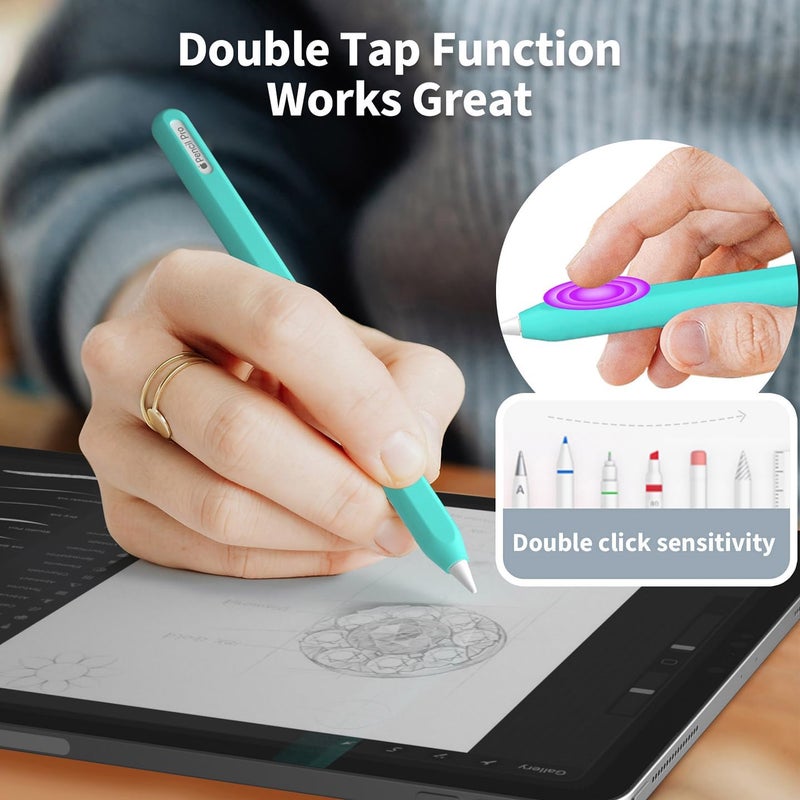 AKSHFETH Ultra Thin Protective Pencil Cover for Apple Pencil Pro &Apple Pencil 2nd Gen Silicone Case Sleeve Compatible with Apple Pencil Pro (Mint) - Image 5